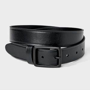Men's NWT Wide Casual Center Black Bar Buckle Belt Size M 32-36